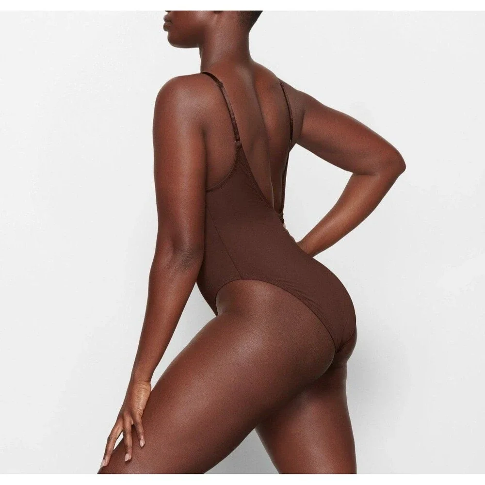 Skims Recycled Swim Scoop Neck One Piece Cocoa - Picture 2 of 7